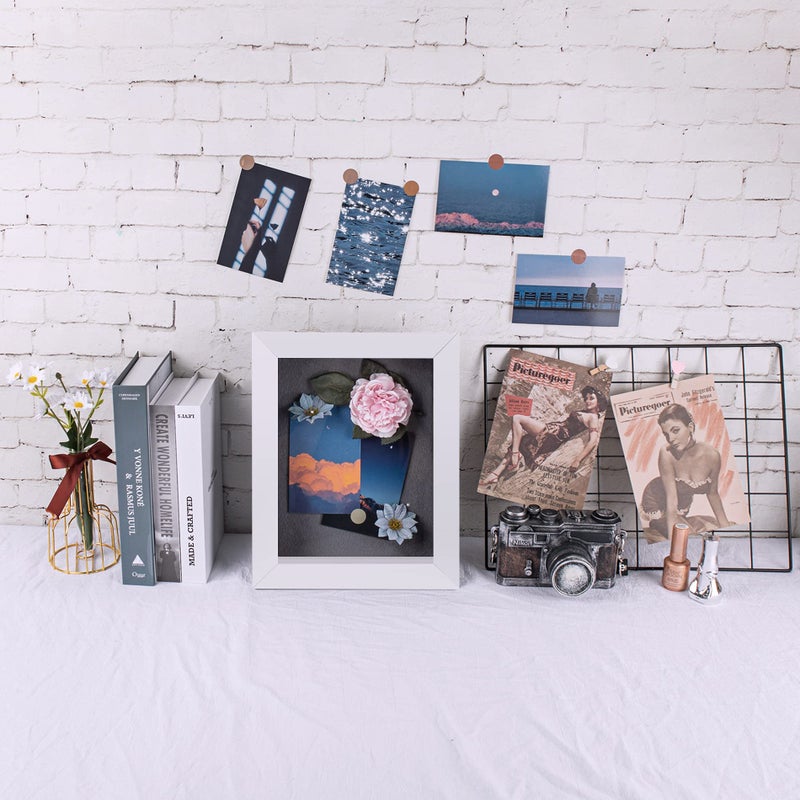 Frametory, 8.5x11 Shadow Box Frame - Front Opening - 2 inch Depth Display Box for Wall and Tabletop Display- Memory Box, 6 Pins Included (8.5x11, White) - Image 2